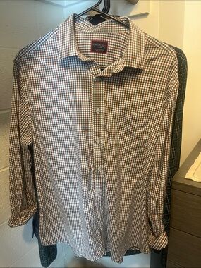 UNTUCKit Men’s Brown & Blue Gingham Button-Down Shirt